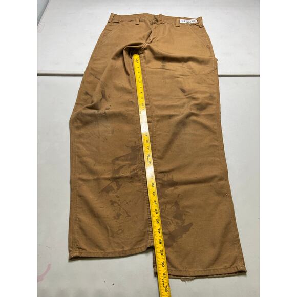 Carhartt Jeans Mens 32x31 Brown Carpenter Utility Work Dungaree Fit Y2K Distress - Picture 6 of 9